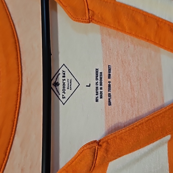 St. John's Bay size L maxi dress horizontal stripes in white and orange with a v - Picture 5 of 6